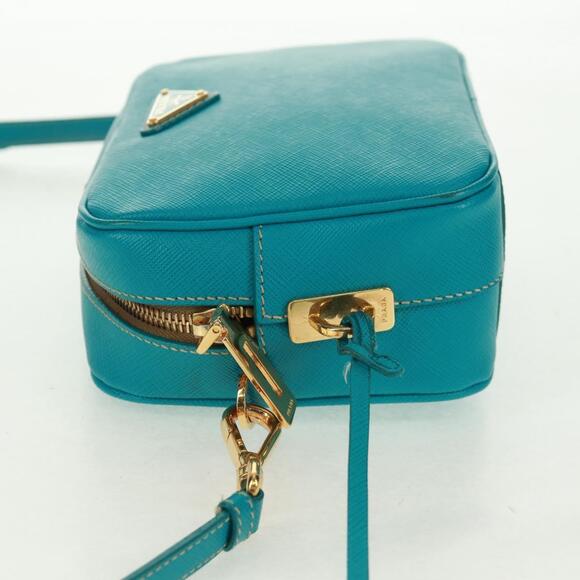 PRADA Shoulder Bag Safiano leather Turquoise Blue Gold Auth 159879SAV - Picture 3 of 16